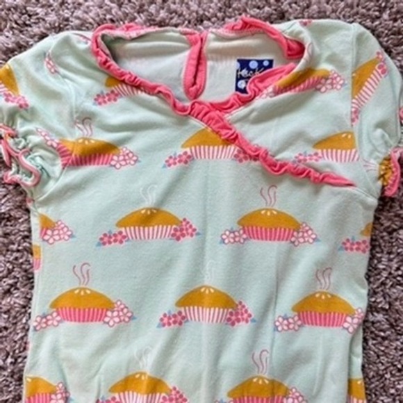 KicKee Pants 3-6 Months Pie Print Ruffle Trim Romper One Piece Outfit - Picture 3 of 6